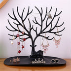 2 pack Little Deer Earrings Necklace Pendant Bracelet Jewelry Display Stand Tray Tree Storage Racks Organizer Holder, Black（Only jewelry rack）