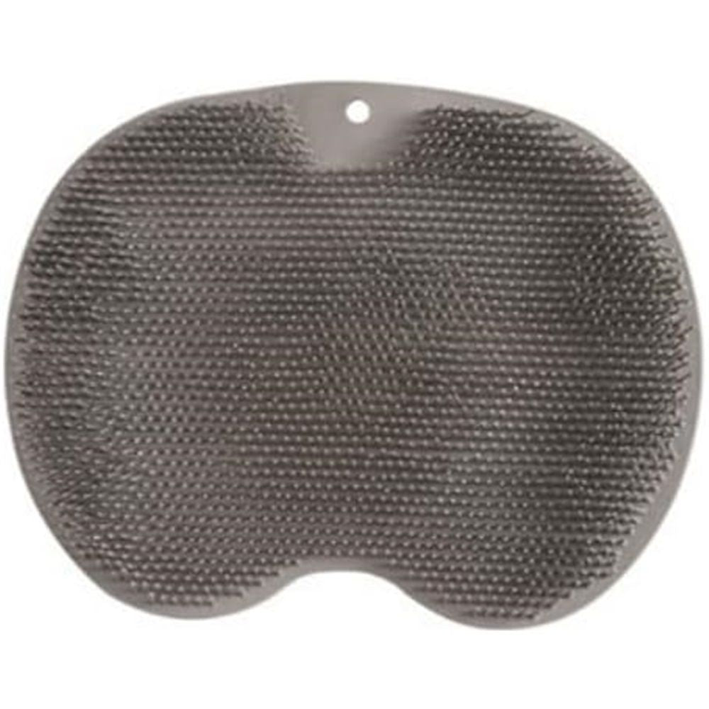 Shower Foot Scrubber Mat with Non-Slip Suction Cups, Non Slip Bathtub and Shower Mat with Suction Cups and Drain Holes, Foot Back Cleaning Pad Back Washer Exfoliating Bath Wash Pad (Grey)