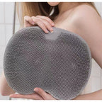 Shower Foot Scrubber Mat with Non-Slip Suction Cups, Non Slip Bathtub and Shower Mat with Suction Cups and Drain Holes, Foot Back Cleaning Pad Back Washer Exfoliating Bath Wash Pad (Grey)