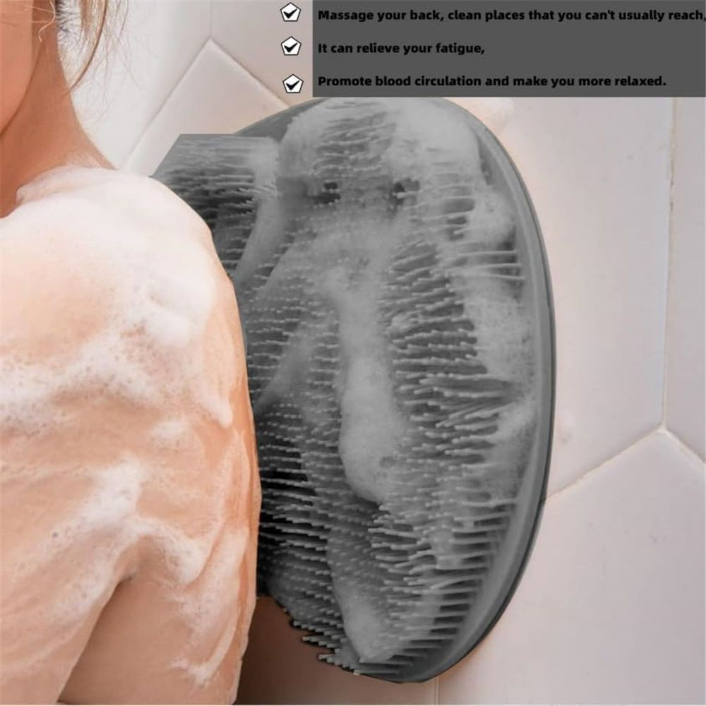 Shower Foot Scrubber Mat with Non-Slip Suction Cups, Non Slip Bathtub and Shower Mat with Suction Cups and Drain Holes, Foot Back Cleaning Pad Back Washer Exfoliating Bath Wash Pad (Grey)