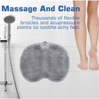 Shower Foot Scrubber Mat with Non-Slip Suction Cups, Non Slip Bathtub and Shower Mat with Suction Cups and Drain Holes, Foot Back Cleaning Pad Back Washer Exfoliating Bath Wash Pad (Grey)
