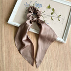 6 PCS Hair Scarf Scruncheis for Women Knotted Bow Hair Ties Elastic Bands Satin Hair Ribbon Scrunchy Ponytail Holder for Women and Girls（six different colors）