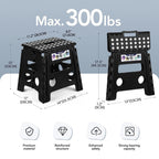 Black large thick anti slip folding stool for outdoor camping, portable folding stool for home use, multifunctional home leisure, and more