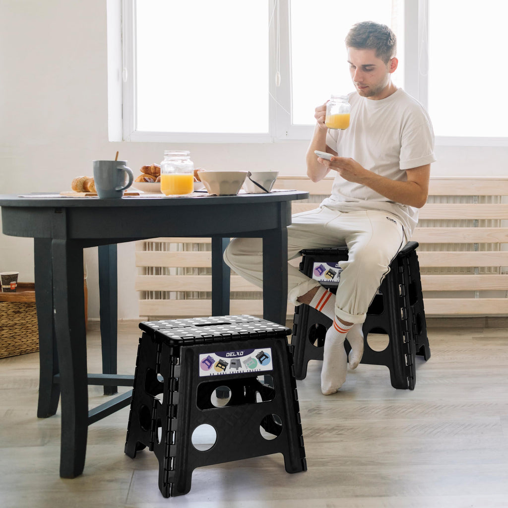 Black large thick anti slip folding stool for outdoor camping, portable folding stool for home use, multifunctional home leisure, and more