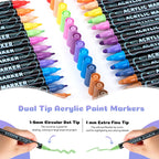 12 color acrylic paint markings, double pointed, with 1mm ultra-fine and 1-5mm point tips, waterproof, non-toxic, suitable for rocks, glass, ceramics