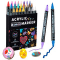 24 color acrylic paint markings, double pointed, with 1mm ultra-fine and 1-5mm point tips, waterproof, non-toxic, suitable for rocks, glass, ceramics