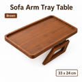 Bamboo Sofa Arm Tray Table, Clip-On Couch Armrest Table for Recliners and Armchairs, TV Dinner, Drink, Snack and Remote Holder, Walnut Brown Rectangular, 13 x 9.4 Inch