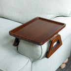 Bamboo Sofa Arm Tray Table, Clip-On Couch Armrest Table for Recliners and Armchairs, TV Dinner, Drink, Snack and Remote Holder, Natural Rectangular, 13 x 9.4 Inch