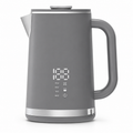 Gray electric kettle, 1.7L stainless steel kettle, 1500W rapid heating, with LED display, adjustable temperature, double-walled anti-scalding design, automatic power-off function, black.