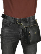 Brown men's Genuine Leather Outdoor Sporting Hiking Waist Hip Pack Messenger Shoulder Drop Leg Thigh Bag Pouches