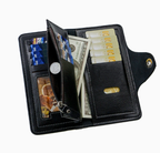 Black wallet for Men, High-End Stylish Long Leather Billfold with Magnetic Closure and Multiple Credit Card Slots, Ultra Thin Three-in-One Business Organizer