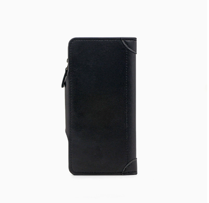 Dark brown wallet for Men, High-End Stylish Long Leather Billfold with Magnetic Closure and Multiple Credit Card Slots, Ultra Thin Three-in-One Business Organizer
