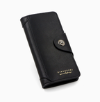 Dark brown wallet for Men, High-End Stylish Long Leather Billfold with Magnetic Closure and Multiple Credit Card Slots, Ultra Thin Three-in-One Business Organizer