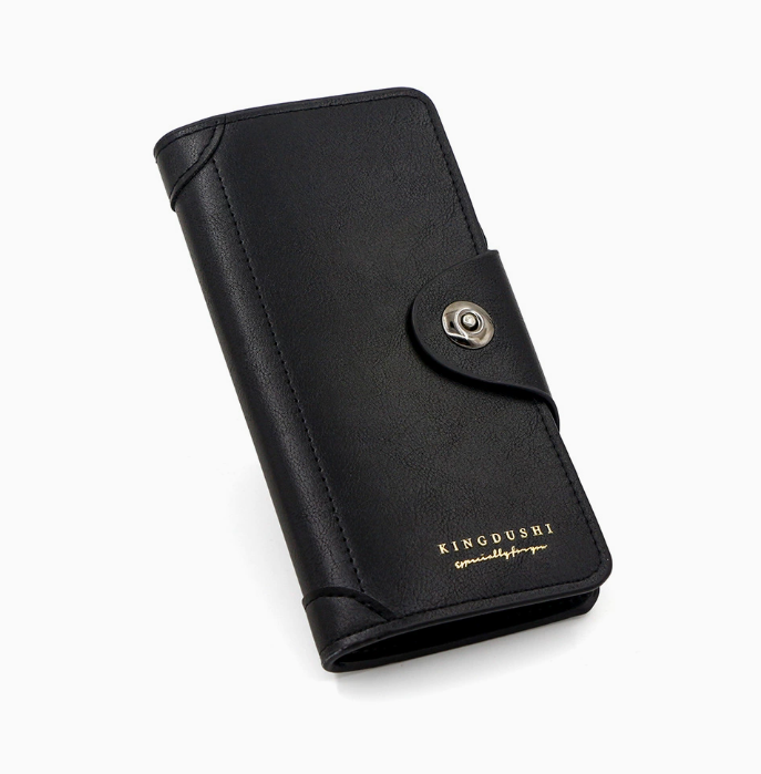 Dark brown wallet for Men, High-End Stylish Long Leather Billfold with Magnetic Closure and Multiple Credit Card Slots, Ultra Thin Three-in-One Business Organizer