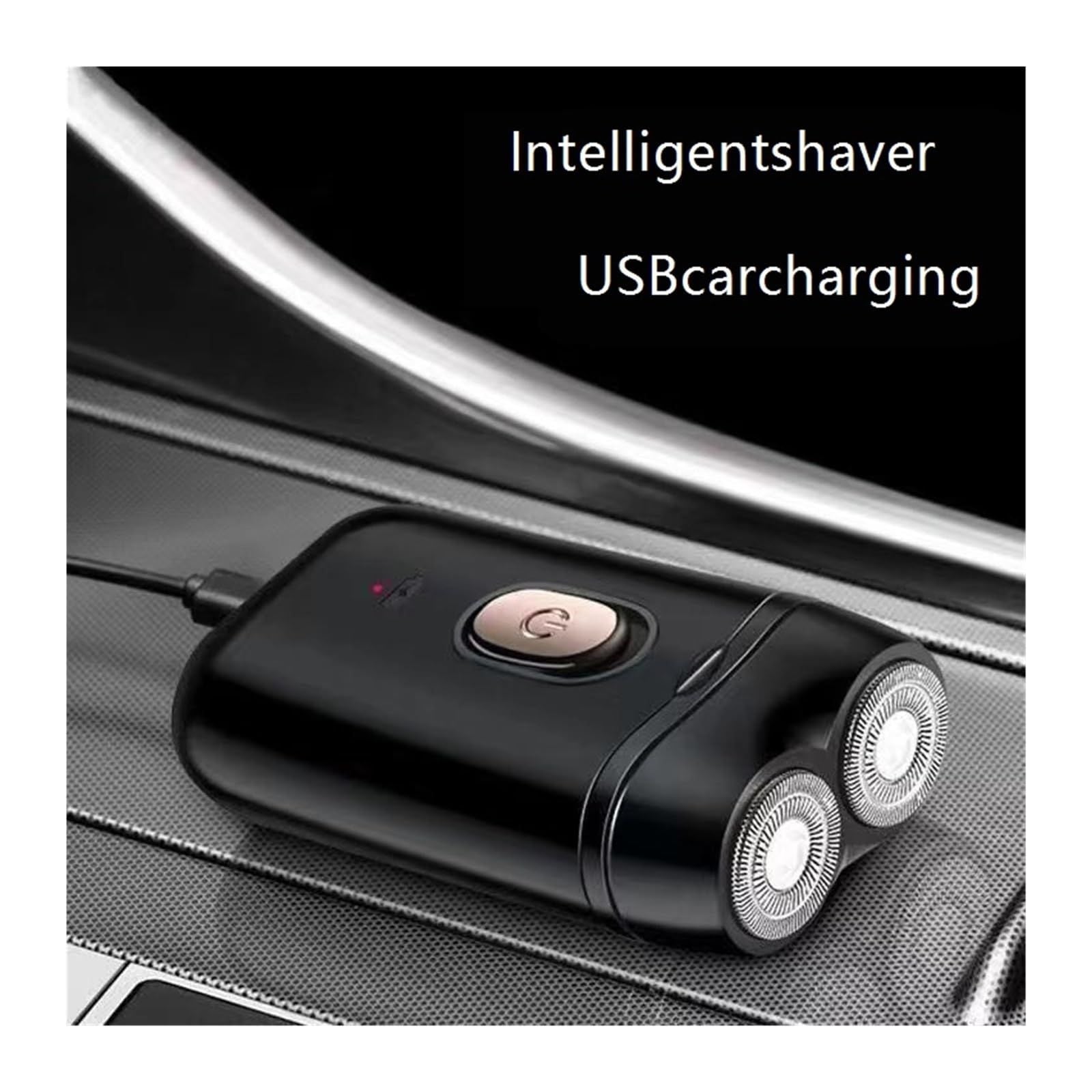 Black portable Mini Electric Shaver, Double Sided Design, Washable, LED Battery Display