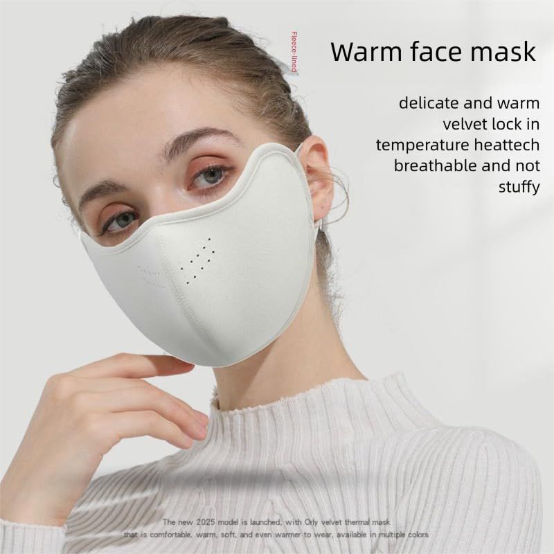 Black thick plush thermal mask with breathable holes, women's windproof and cold proof skiing mask, warm winter outdoor snow sports mask