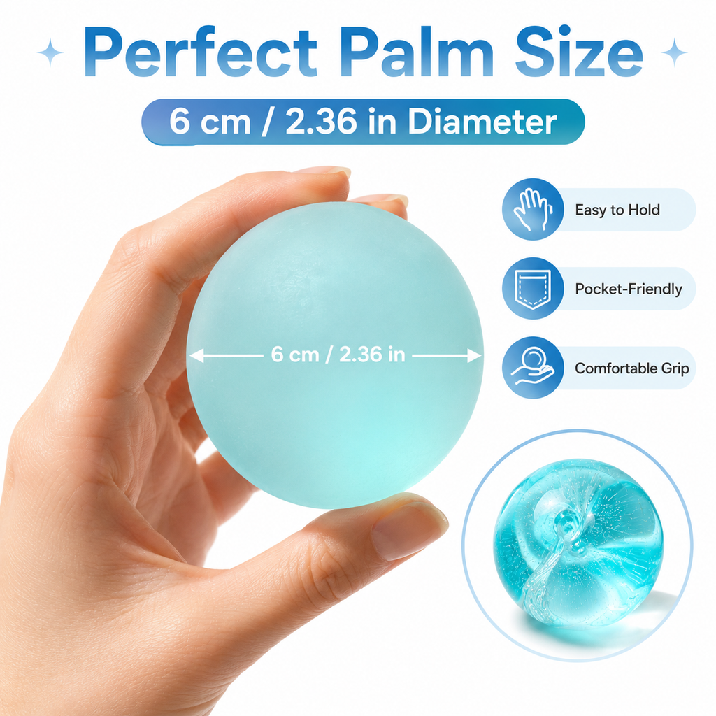 Frosted Green Coconut Oil Stress Ball, Slow Rising Non-Sticky Squishy Squeeze Ball, Soft Sensory Fidget Toy for Stress Relief, Relaxation and Focus