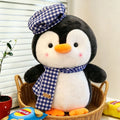 30cm Blue Grid Cute Penguin Plush Toy with Hat, Plush Animal Doll, Cute Penguin Toy, Christmas Gift, Birthday Gift, Home Decoration