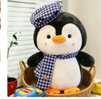 30cm Blue Grid Cute Penguin Plush Toy with Hat, Plush Animal Doll, Cute Penguin Toy, Christmas Gift, Birthday Gift, Home Decoration