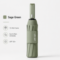 Dark green automatic travel umbrella with 60 ribs, large double-layered windproof and rainproof umbrella, portable folding sun umbrella, outdoor rain and sun protection.