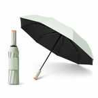 Dark green automatic travel umbrella with 60 ribs, large double-layered windproof and rainproof umbrella, portable folding sun umbrella, outdoor rain and sun protection.