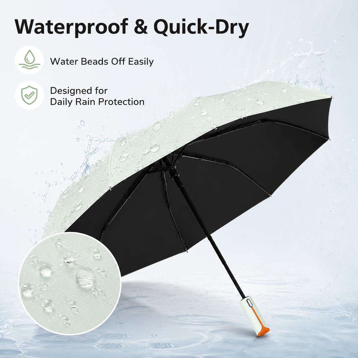 Gray automatic travel umbrella with 60 ribs, large double-layered weatherproof umbrella, portable folding sun umbrella, outdoor rain and sun protection.