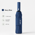 Navy blue automatic travel umbrella with 60 ribs, large double-layered windproof and rainproof umbrella, portable folding sun umbrella, outdoor rain and sun protection.