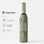 Dark green automatic travel umbrella with 72 ribs, large double-layered windproof and rainproof umbrella, portable folding sun umbrella, outdoor rain and sun protection.