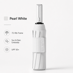 White automatic travel umbrella with 60 ribs, large double-layered wind and rainproof umbrella, portable folding sun umbrella, outdoor rain and sun protection.