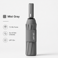 Gray automatic travel umbrella with 72 ribs, large double-layered weatherproof umbrella, portable folding sun umbrella, outdoor rain and sun protection.