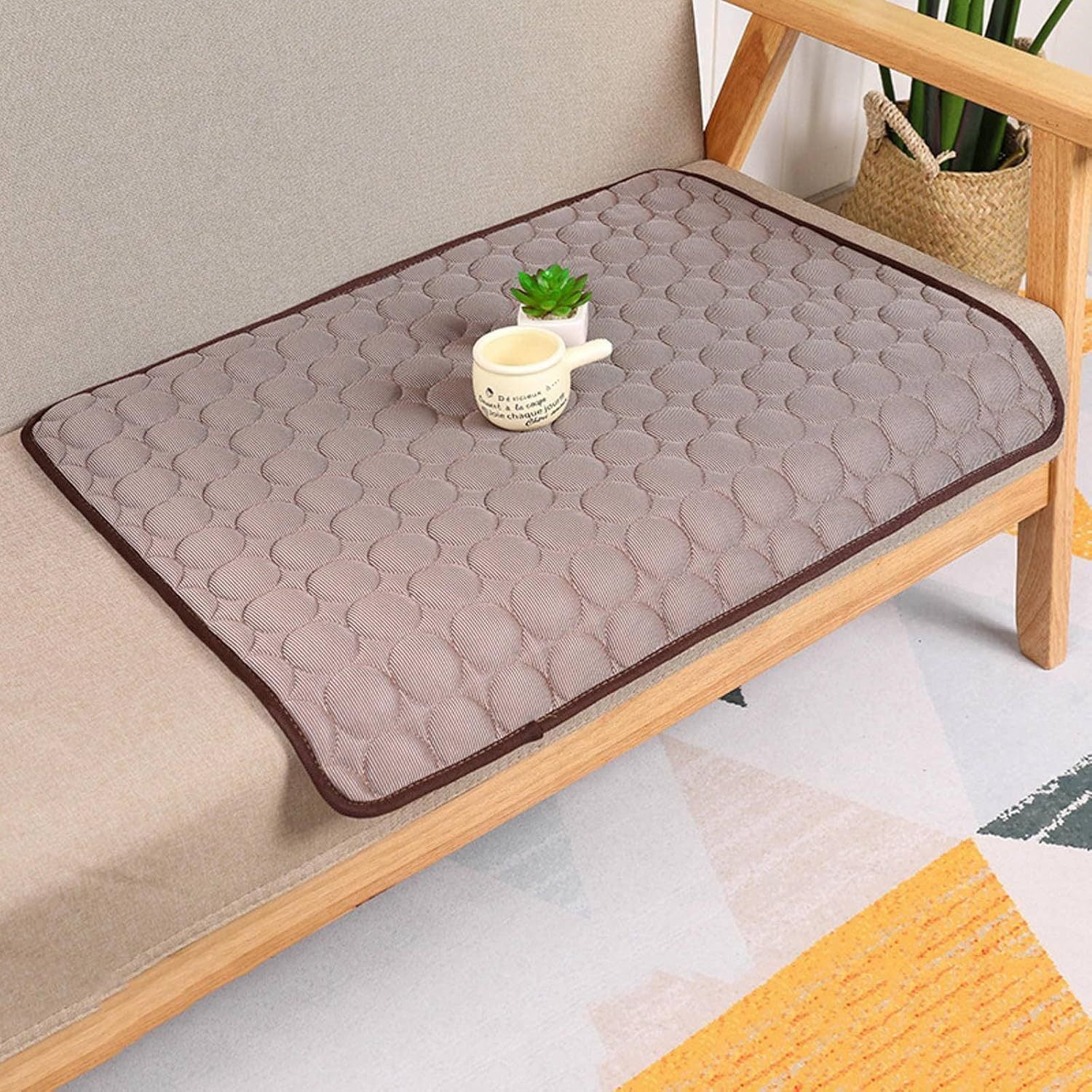 2pcs Grey Ice Silk Pet Pad, Size S (50×40cm)