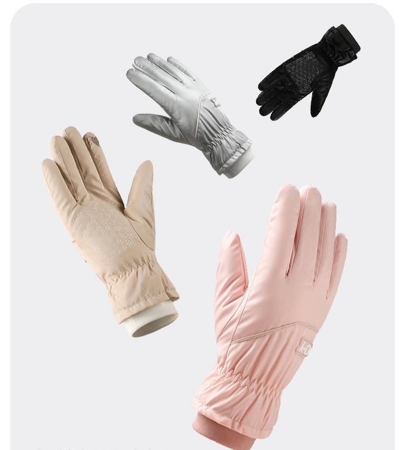 2 Pairs Thermal Gloves,Fleece Lined Lace - Light Grey