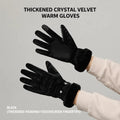 2 Pairs Thermal Gloves,Fleece Lined Lace - Black