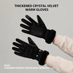 2 Pairs Thermal Gloves,Fleece Lined Lace - Black