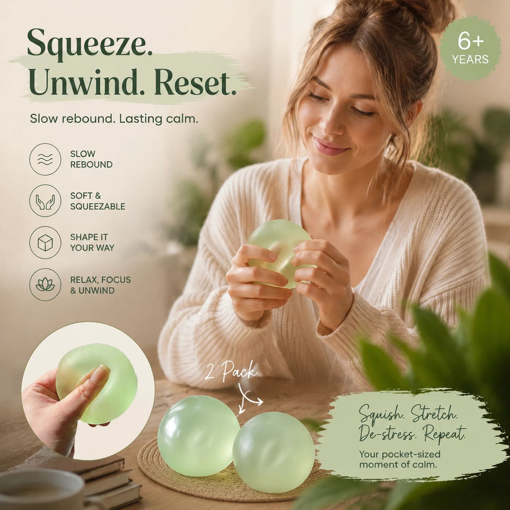 Fresh Dreamy Green Squishy, Garden Style Calming Squeeze Toy 6cm 2 Pack