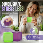 Earthy Muted Solid Green + Solid Purple Ice Cube Squishy 2 Pack
