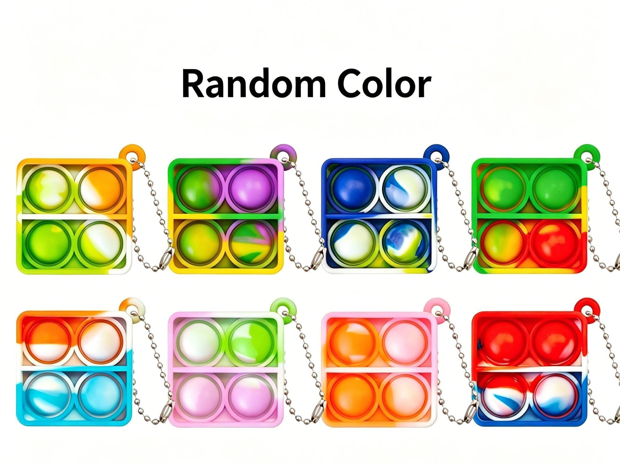 8pk 3cm Heart Pop It Fidget Keychain
