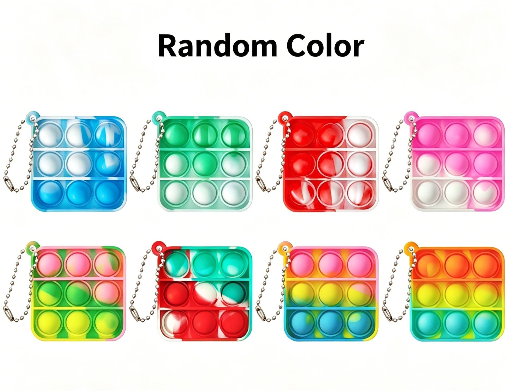 8pk 3cm Round Pop It Fidget Keychain