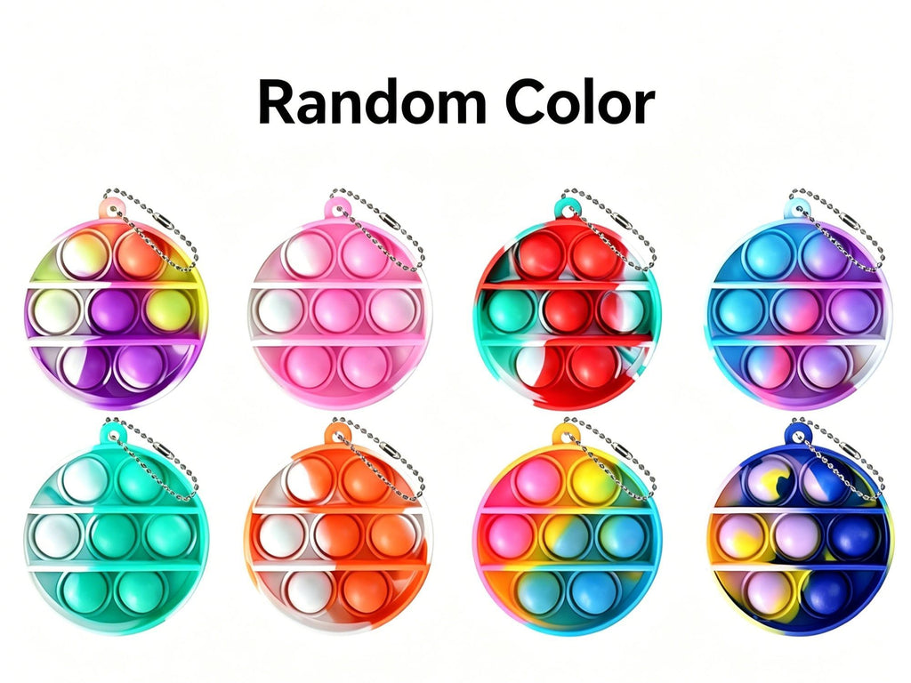 8pk 3cm Round Pop It Fidget Keychain