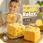 Calming Square Cheese Squishy 2 Pack, 7cm × 7cm