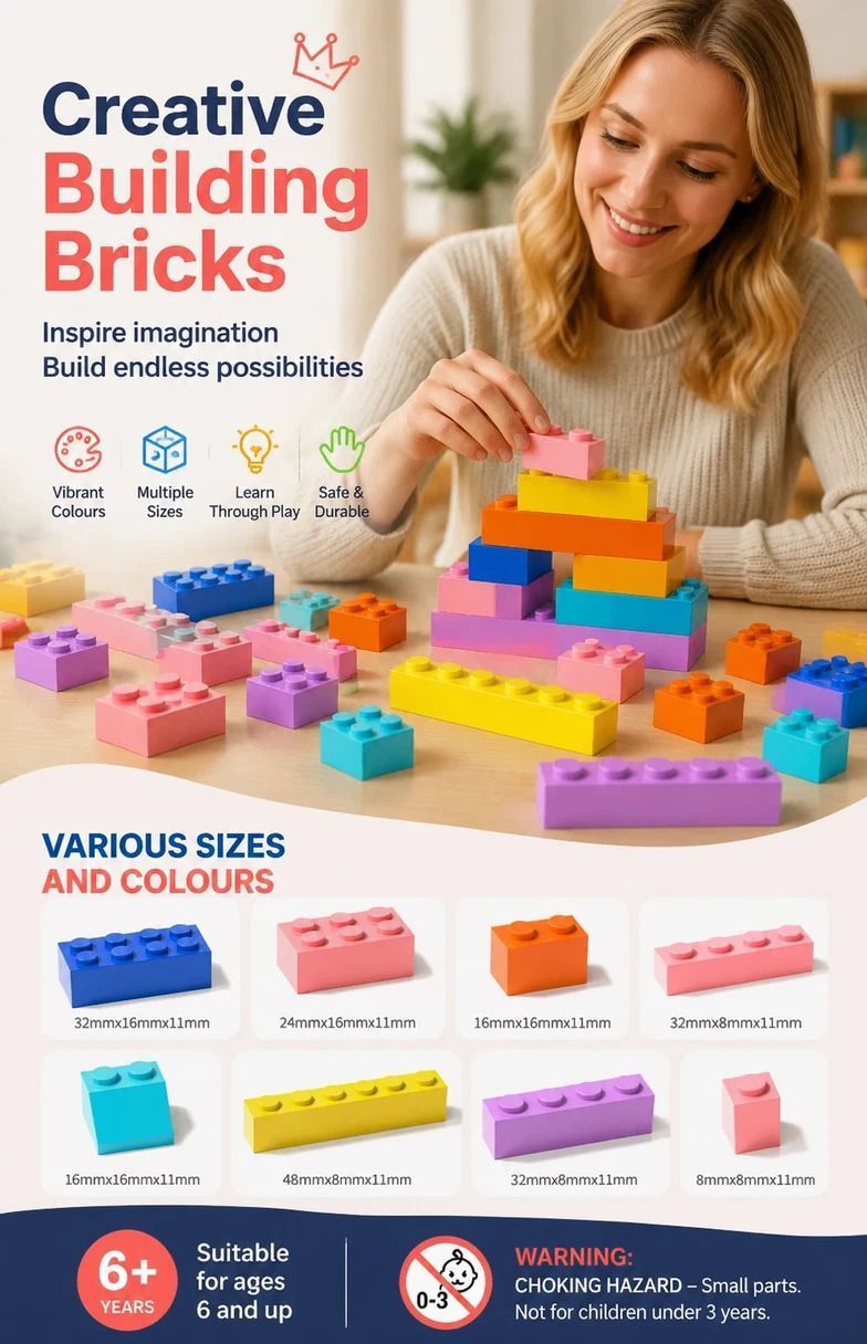 Gift-Worthy Mini Building Blocks DIY Puzzle Toy, 200pcs Color Box Pack (Separater & Instruction Included)
