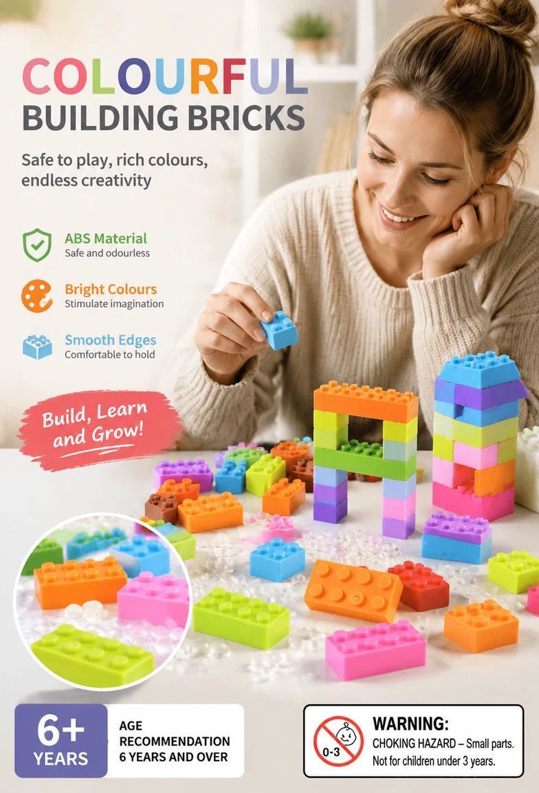 Relaxing Mini Building Blocks DIY Puzzle Toy 2 Pack, 300pcs Plain Bag Regular Colours (Separater & Instruction Included)
