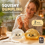 Stress Relief Duo Glitter White & Glitter Gold Bun Squishy 2 Pack, Elegant Souvenir Pair