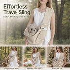 Breathable Cat Carrier Up To 16.5lbs, Apricot With Phone Pocket, Gentle Tone For Casual Strolls