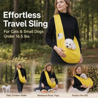 Breathable Cat Carrier Up To 16.5lbs, Yellow With Phone Pocket, Cheerful Short Trip Pet Bag