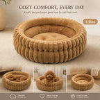 Detachable Round Pet Bed, Thick Warm Moisture Proof For Small Medium Dogs, Coffee Faux Rabbit Fur S Size