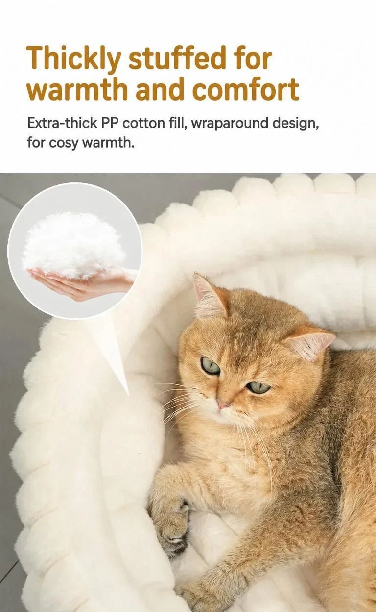 Easy Clean Notch Round Dog Bed, Grey S Size, Warm Plush Indoor Rest Pad