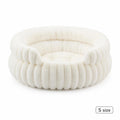 Snug Notch Opening Cat Bed, Cream S Size, Soft Thick Anti-Cold Design