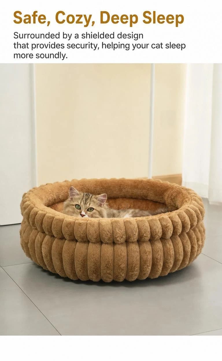 Cute Notch Entry Pet Nest, Pink S Size, Warm Fluff For Kittens & Small Dogs
