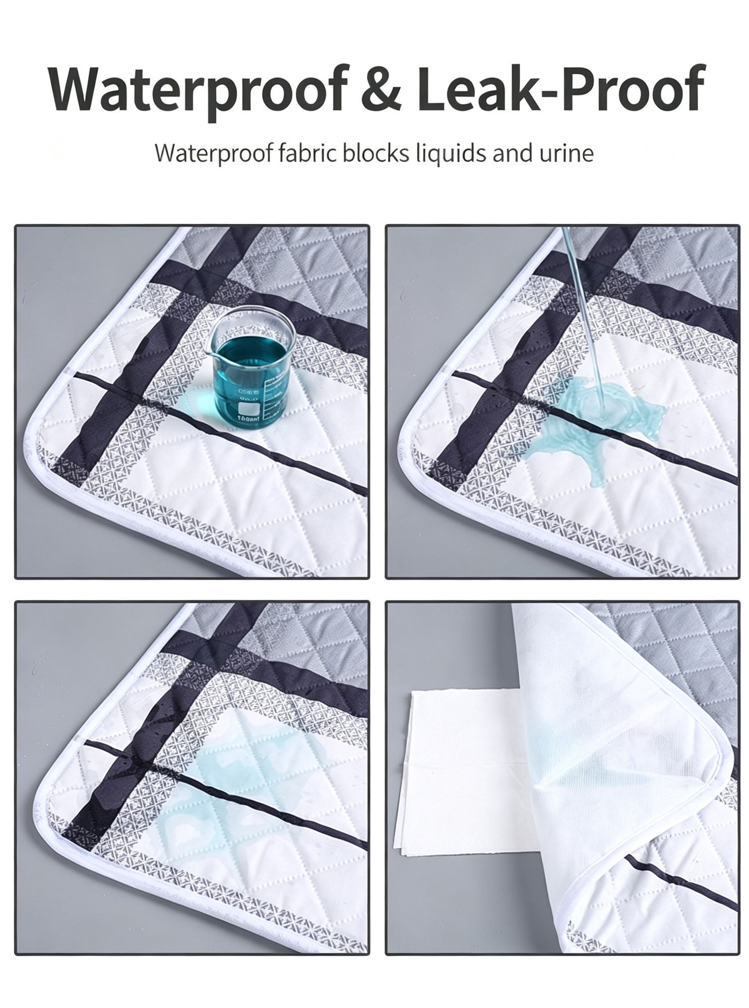 Waterproof Washable Underpad 100x150cm, Full 4-Layer Protection, Slip Resistant, Boone Journey Print, Stylish Household Mat